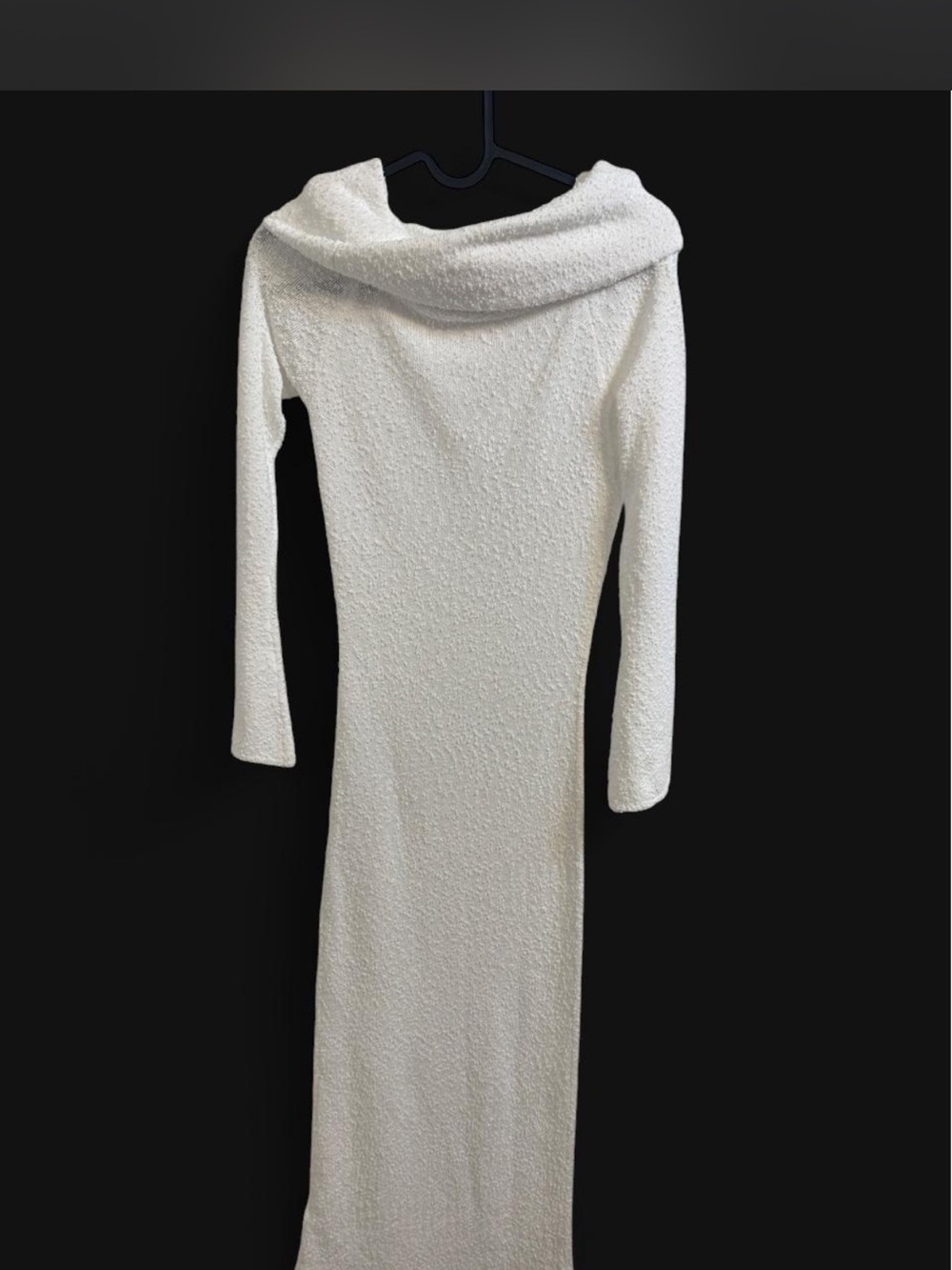 White Long Sleeve Cowl Neck Sweater Dress